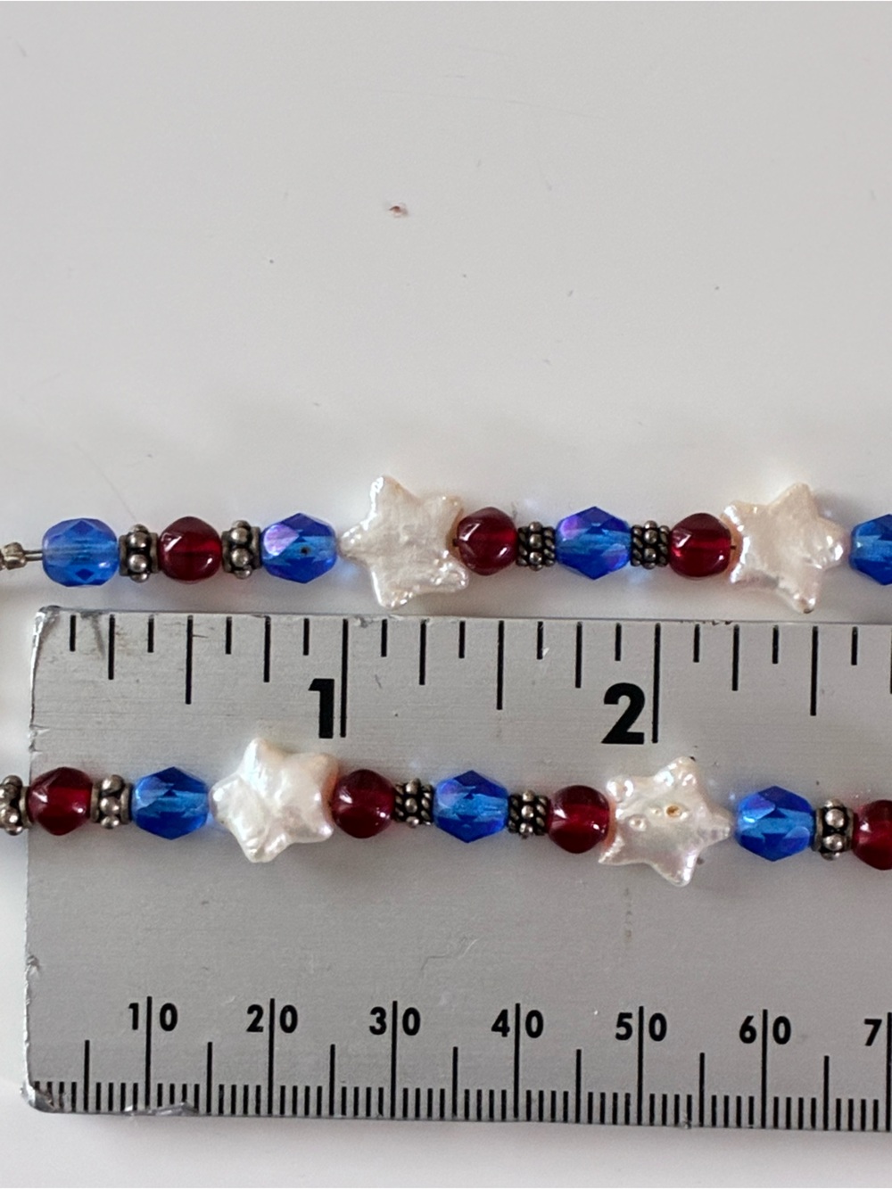 Handmade RD WH BL Austrian Crystal Beaded Star Shaped Baroque Pearl Necklace EUC - Picture 12 of 15